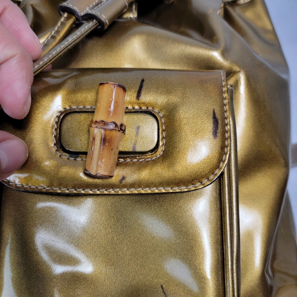 Vintage Gucci Backpack Bamboo Gold - Picture 6 of 13